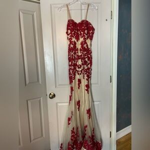Red and Gold Prom Dress